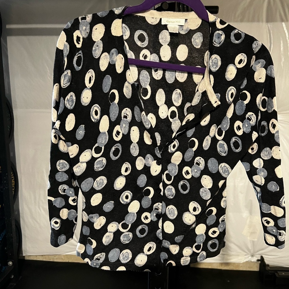Garnet Hill Black and White Knit Cardigan